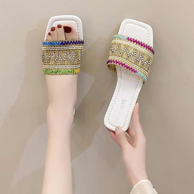 Sandalias Retro de estilo romano para mujer, zapatos planos sin cordones con logotipo personalizado, novedad de verano, venta al por mayor