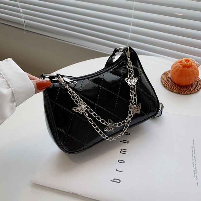 Bolso de hombro Simple de moda PU bolso impermeable para las axilas bolso de cadena de mariposa multicolor para mujer