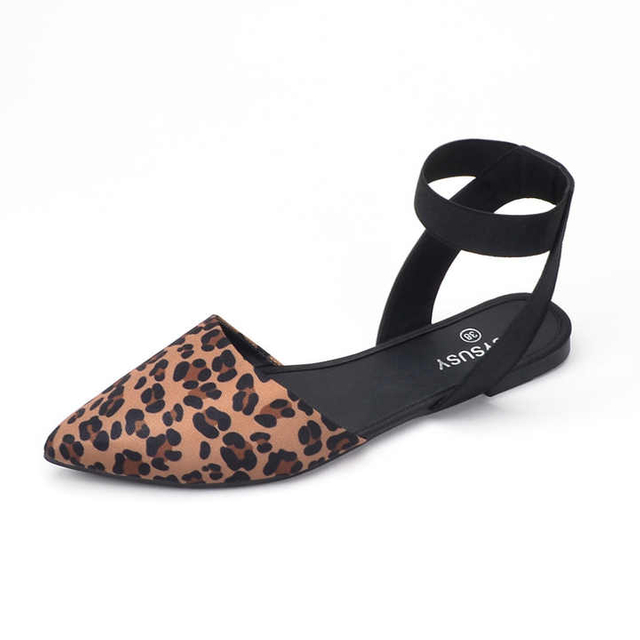 Sandalias informales con punta de leopardo para mujer, zapatillas con banda elástica, zapatos femeninos transpirables sin cordones