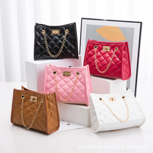 Nuevo Bolso pequeño cuadrado con entramado de diamantes, bandolera de hombro individual a la moda con cremallera sólida de Pu con cadena, bolso de mano para mujer