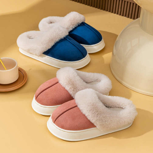 Nuevas pantuflas de felpa de algodón para el hogar, pantuflas cálidas para interior para mujer, suela gruesa, zapatos cálidos cómodos para el hogar para invierno