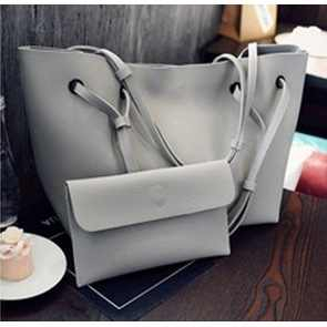 Venta al por mayor, 2 bolsos de mano para mujer, bolso de gran capacidad, bolsos de hombro de cuero simples para mujer