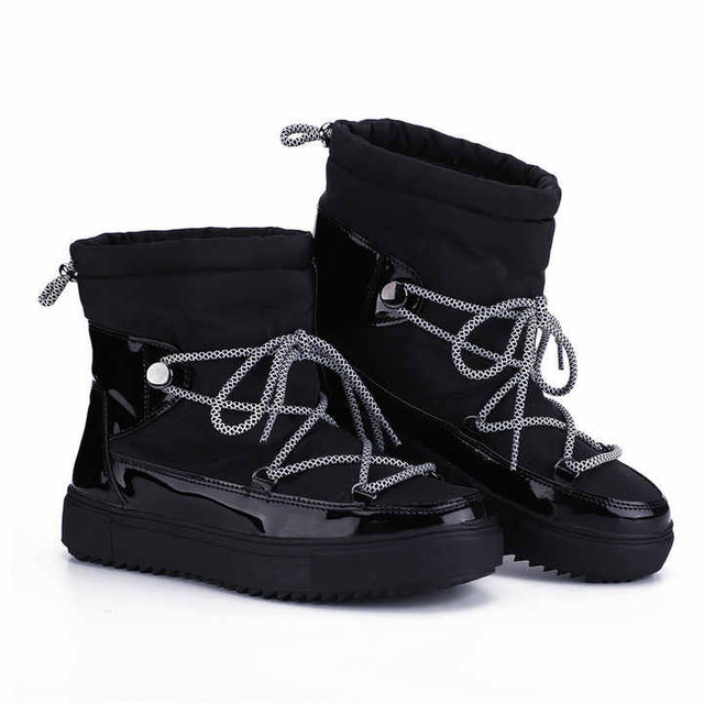 Botas de invierno para mujer, botas de nieve para mujer, botines con cordones para mujer, zapatos de piel de felpa cálidos 