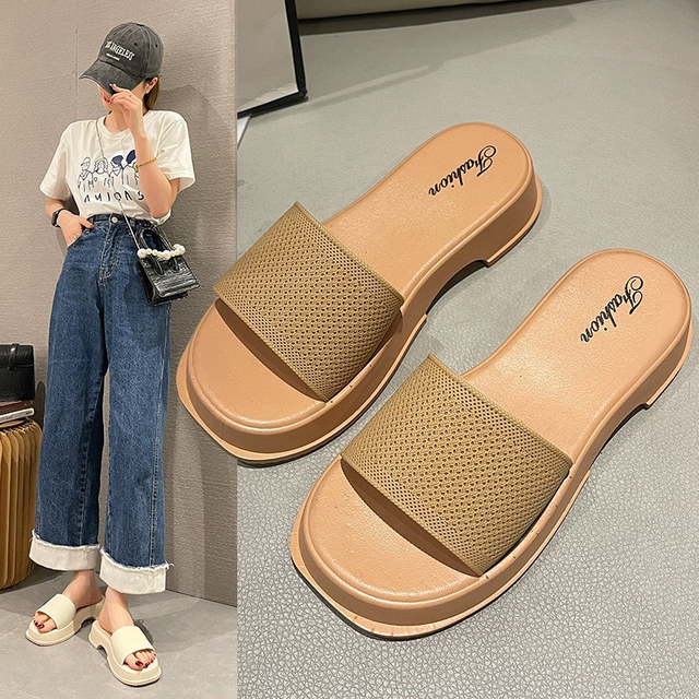 2024 nuevas zapatillas de verano para mujer, sandalias de moda, suelas gruesas, tacones de cuña, zapatillas de playa