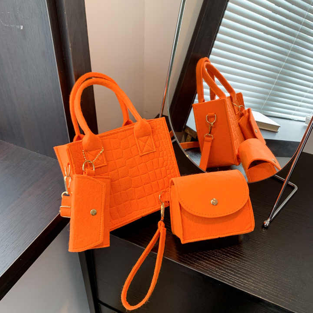 Bolso de mano con estampado de cocodrilo de fieltro, bolso bandolera, bolso de mujer, conjunto Circular de 2 piezas 