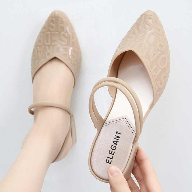 Sandalias de punta estrecha, zapatillas elegantes para mujer, Sandalias de tacón con cuña para exteriores a la moda de verano, zapatos impermeables a la moda para mujer