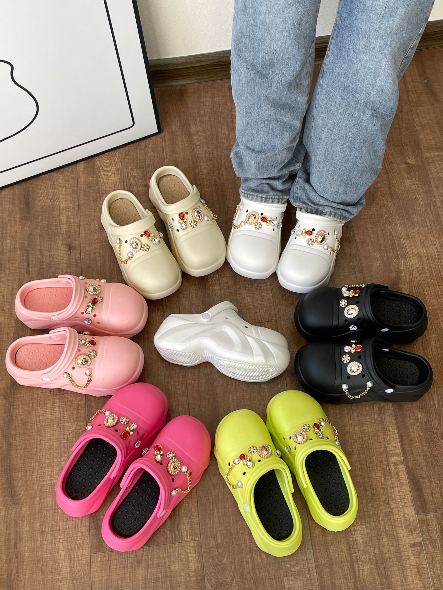 Zapatillas de verano para mujer, zuecos de plataforma, calzado para jard&iacute;n, sandalias de playa al aire libre, zapatos de mujer, zapatillas de cu&ntilde;a, toboganes para interiores y exteriores