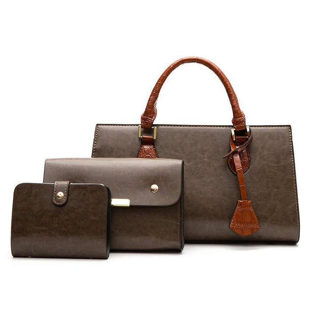 Conjunto de 3 piezas de bolso de mano para mujer, bolsos de hombro tipo bandolera de piel sintética de marca de lujo, bolso de mano