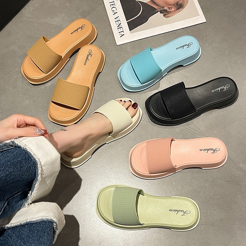 2024 nuevas zapatillas de verano para mujer, sandalias de moda, suelas gruesas, tacones de cu&ntilde;a, zapatillas de playa