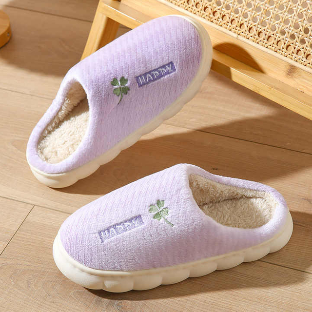 Zapatillas de algodón de felpa suave para mujer, antideslizantes, para interiores, para dormitorio, zapatos cálidos de invierno