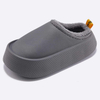 Zapatillas impermeables de piel para mujer, chanclas cálidas de felpa para el hogar, calzado de suela gruesa para interior del hogar, sandalias antideslizantes sólidas para parejas