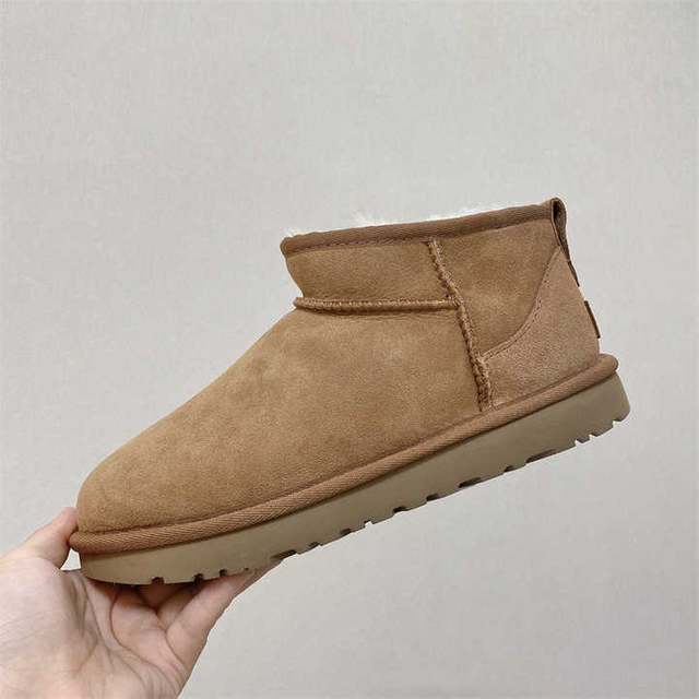 Nueva marca de botas de nieve de barril corto de tacón plano para mujer, zapatos cálidos de algodón de felpa gruesa para Otoño/Invierno, botas para la nieve