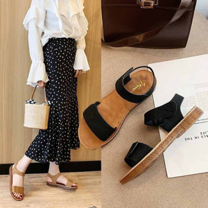 Novedad de verano, sandalias con tiras romanas de fondo plano para mujer con suela de goma antideslizante, zapatos de moda para mujer