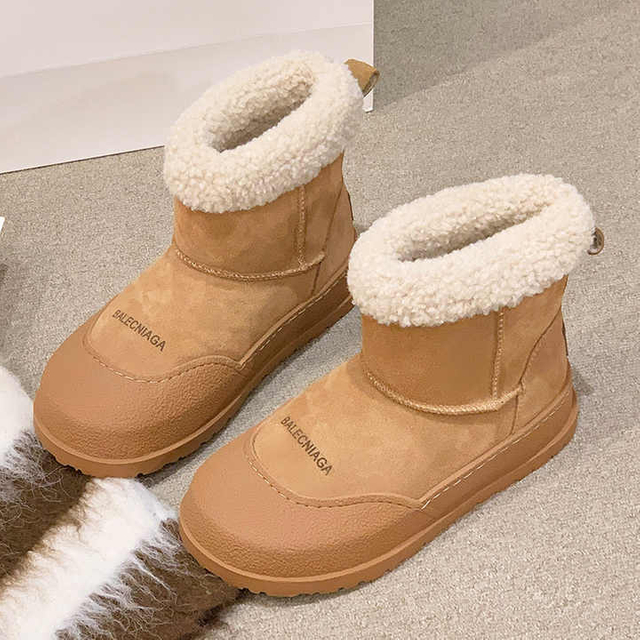 Tobillo Pisos Plataforma Mujer Botas De Nieve Gamuza Felpa Cálido Casual Invierno Grueso Zapatos Góticos Chelsea 