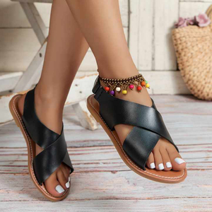 Sandalias de cuña de verano para mujer, Sandalias romanas con plataforma y correa con hebilla, Sandalias antideslizantes con punta abierta y parte inferior gruesa