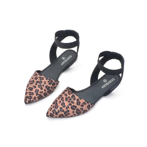 Sandalias informales con punta de leopardo para mujer, zapatillas con banda elástica, zapatos femeninos transpirables sin cordones
