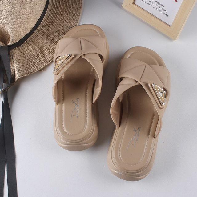  Sandalias con plataforma de PU para mujer de playa, zapatos para caminar, sandalias cruzadas de verano 
