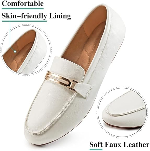 Penny Loafers para mujeres cómodas - Vestido Slip informal en zapatos planos para caminar por el trabajo de negocios de la oficina