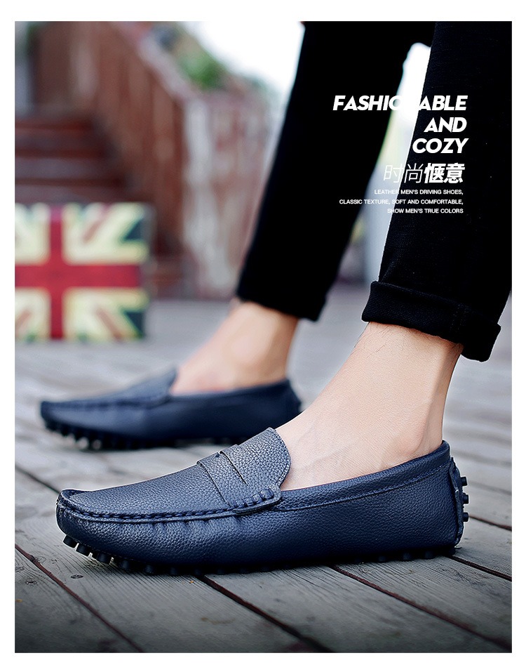 Zapatos informales de cuero genuino para hombre, mocasines de marca de lujo para hombre, mocasines transpirables, zapatos de conducci&oacute;n negros