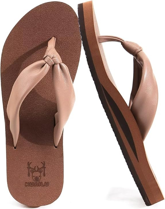 Chanclas para mujer con soporte de arco de sandalias de cuero con timón de timón de yoga para mujeres.