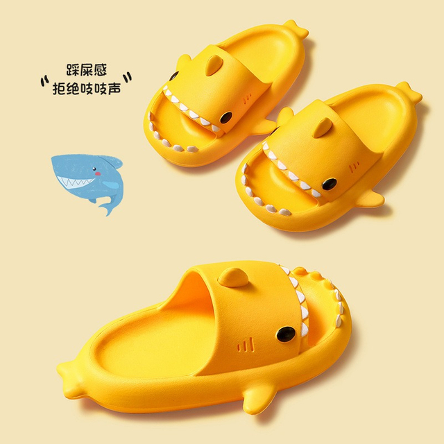 Zapatillas de tiburón para niños de cartón, antideslizantes para casa de verano, EVA, Color sólido, pareja, padres, niños, exteriores, zapatos divertidos para interiores y exteriores