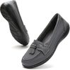 MOCA PARA Mujeres Slip On Comfort Cuero Tassel Shoes