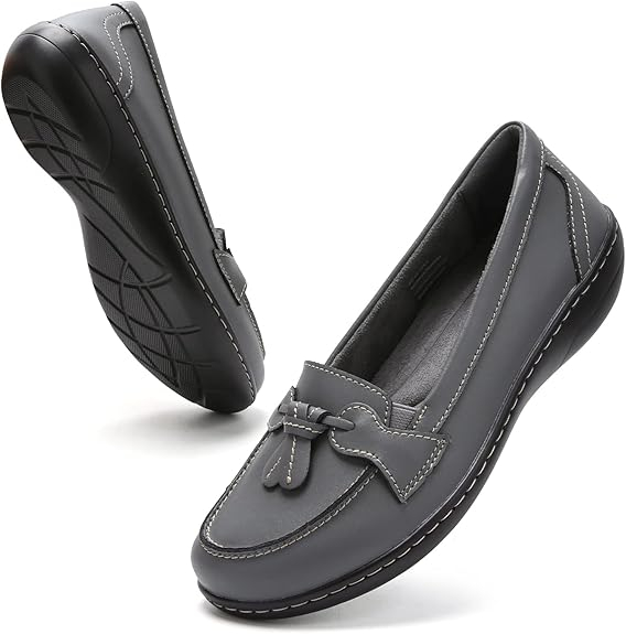 MOCA PARA Mujeres Slip On Comfort Cuero Tassel Shoes