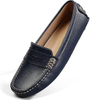 Femenino clásico de cuero comodidad cuero mocasines informales slip-ons livianos caminando pisos conduciendo zapatos en barco MOCS
