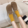 Zapatos de invierno para mujer, mocasines cortos de felpa para costura al aire libre, informales, sin cordones, con parte inferior antideslizante, mocasines planos cómodos para mujer