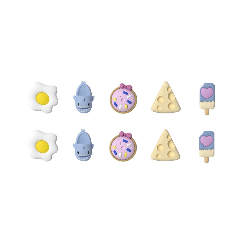 Zapatillas de tibur&oacute;n de playa para hombre y mujer, dijes de aletas superiores, zuecos de queso de Pvc de dibujos animados, accesorios, decoraci&oacute;n de hebilla de zapato, verano