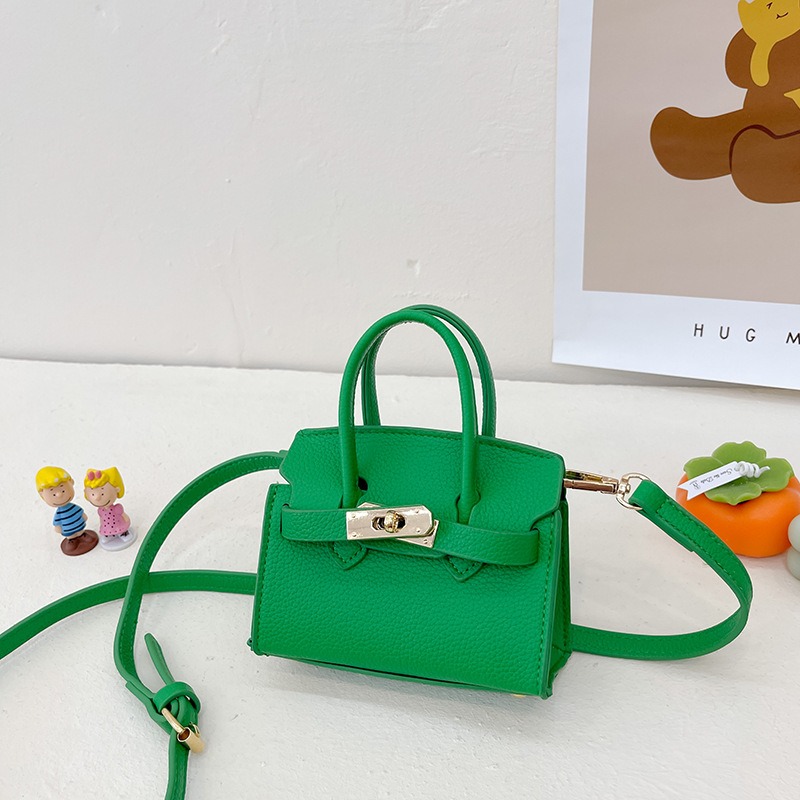 Bolso de hombro de cuero para ni&ntilde;as Mini bolso de moda de color s&oacute;lido para fiesta infantil 