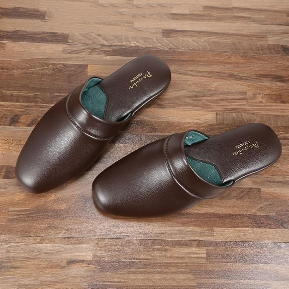 Zapatillas de desgaste de cuero genuinas para hombres con plantilla de espuma de memoria y suela de cuero