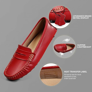 Femenino clásico de cuero comodidad cuero mocasines informales slip-ons livianos caminando pisos conduciendo zapatos en barco MOCS