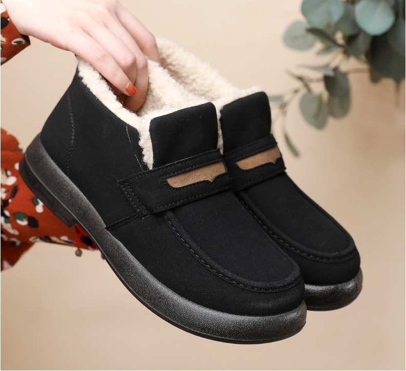 Zapatos planos de mujer con punta redonda, zapatillas informales para mujer, mocasines sin cordones, zapatos Retro de piel de invierno sin cordones