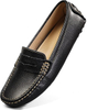 Femenino clásico de cuero comodidad cuero mocasines informales slip-ons livianos caminando pisos conduciendo zapatos en barco MOCS