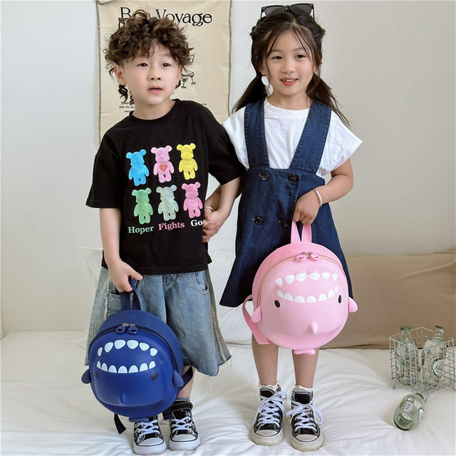 Mochila de tiburón de dibujos animados, bolso de hombro bonito para niños, bolso escolar encantador para niños, niñas y niños