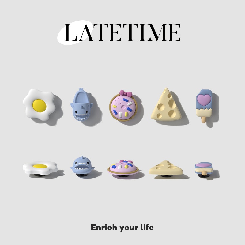 Zapatillas de tibur&oacute;n de playa para hombre y mujer, dijes de aletas superiores, zuecos de queso de Pvc de dibujos animados, accesorios, decoraci&oacute;n de hebilla de zapato, verano