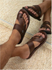 Sandalias planas de punta de anillo para hombres Slip en vacaciones zapatillas de cuero