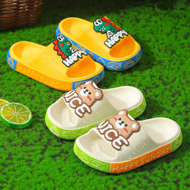 Suelas suaves antideslizantes bonitas de dibujos animados de verano para niños, baño interior, niños, niñas, zapatillas de bebé para el hogar