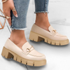 Plataforma gruesa para mujer Lug Suela mocasines Mid tacón cuadrado vestido de trabajo para caminar con cadena de hebillas