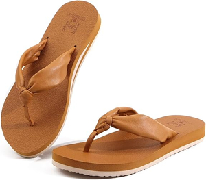 Flip Flip Flip Womens con Soporte de arco Colloso de yoga Mation Sandalias de cuero tango para damas Slip en la playa de verano caminando