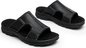 Sandalias para hombres Slip de cuero en sandalias al aire libre Playa para hombres Tobogán de playa para hombres