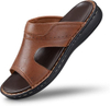 Toboganes de cuero para hombres Topas abiertas de las puntas al aire libre Comfort Arch Support Retro Flip Flip Flip Fisherman Slip on Sandals para hombres