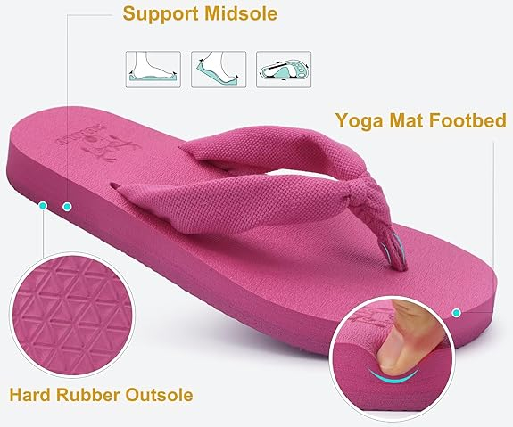 Flip Flip Fols para mujeres con arco de apoyo Mat de yoga Cómoda playa de verano Caminata Sandalias de cojín se deslizan en interiores al aire libre