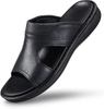 Toboganes de cuero para hombres Topas abiertas de las puntas al aire libre Comfort Arch Support Retro Flip Flip Flip Fisherman Slip on Sandals para hombres