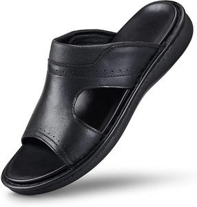 Toboganes de cuero para hombres Topas abiertas de las puntas al aire libre Comfort Arch Support Retro Flip Flip Flip Fisherman Slip on Sandals para hombres