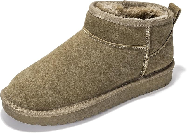 Botines de invierno resistentes: cuero genuino y acogedor forro de piel sintética