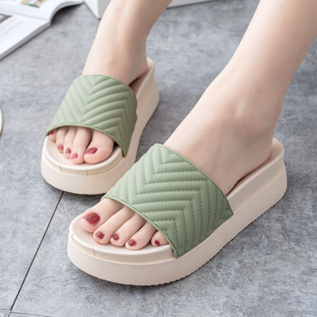  Zapatillas todo en uno de tacón alto y medio para mujer, sandalias antideslizantes coreanas con suela gruesa, red ins rojas, a la moda