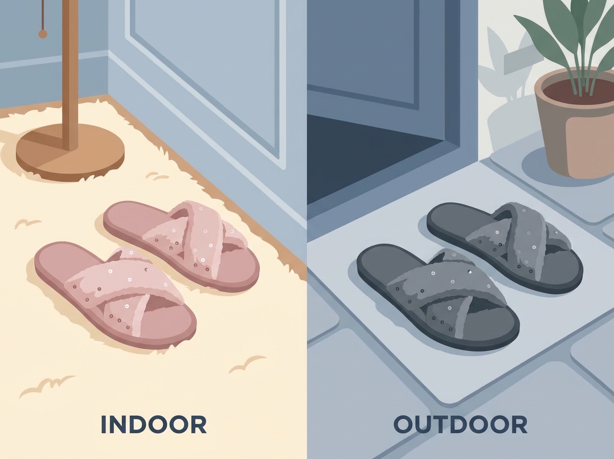 Un par de pantuflas de algod&oacute;n para el hogar, elegantes y c&oacute;modas, dise&ntilde;adas para la relajaci&oacute;n en interiores.