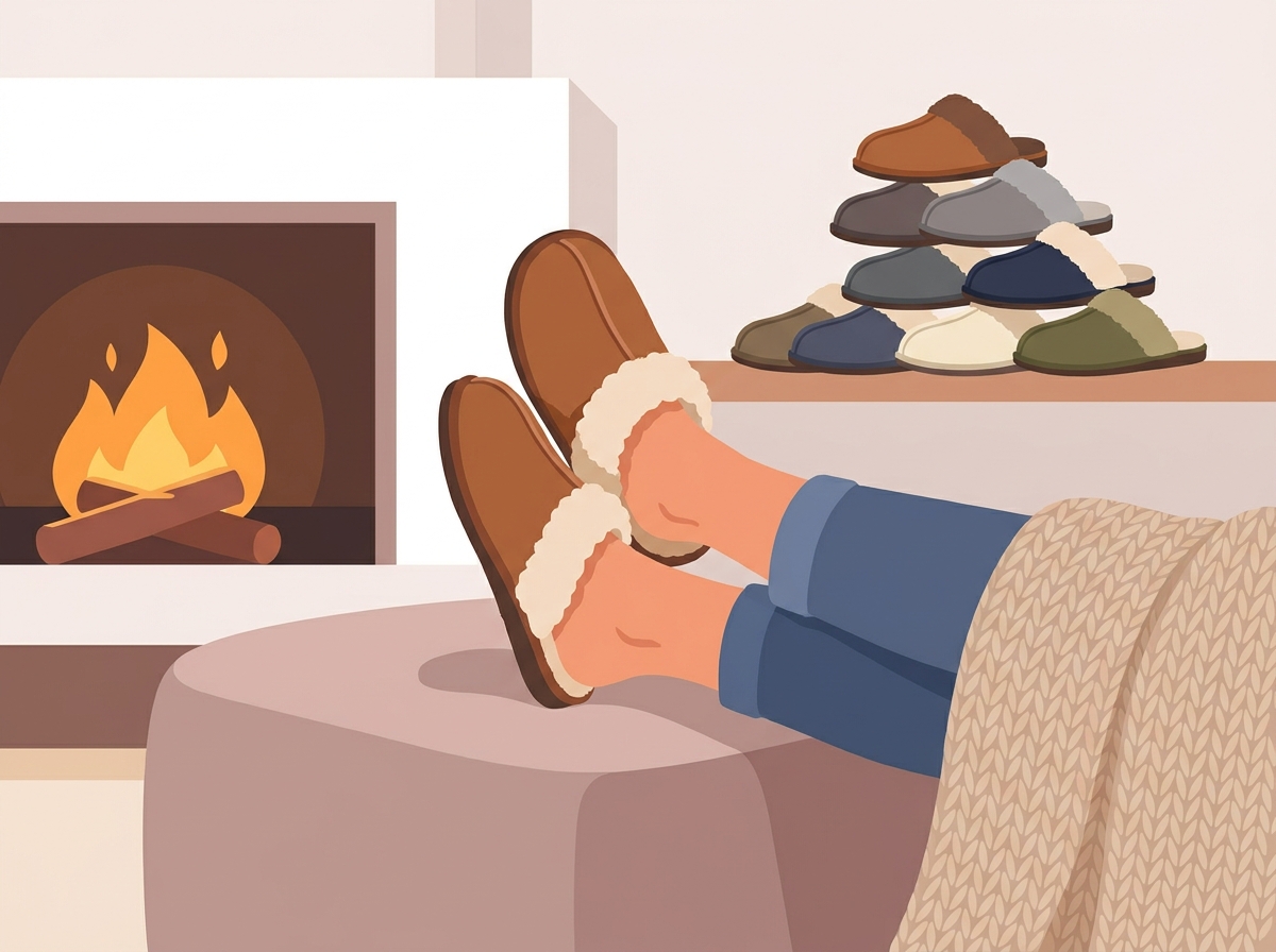 Una c&oacute;moda zapatilla de interior c&aacute;lida dise&ntilde;ada para descansar en oto&ntilde;o e invierno.